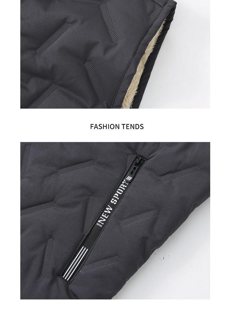 Herren Lammwolle Baumwolle Fleecegefütterte Winterweste - Dick, Warm, Ärmellose Oberbekleidung