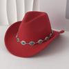 Turquoise Felt Fedora Hat Wide Curved Brim Western Cowgirl Hat  for Party Travel Costume