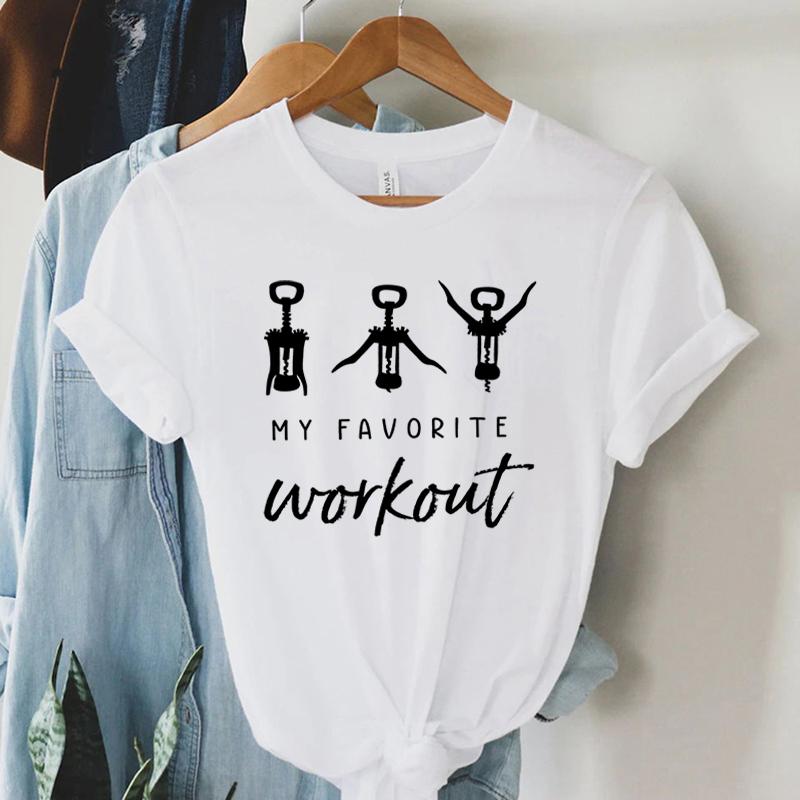Funny Women Broadcast Gymnastics Tshirt My Favourite Workout Funny Graphic Tee Short Sleeves Casual Harajuku Fashion Tee Shirts