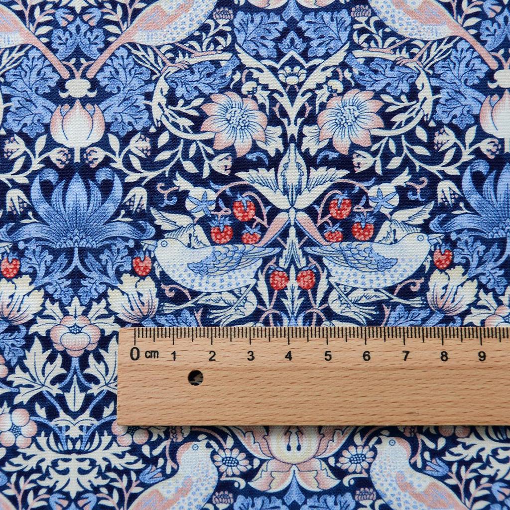 40s Pure Cotton Plain Weave DIY Skirt/Shirt Fabric, Morris Blue Theme