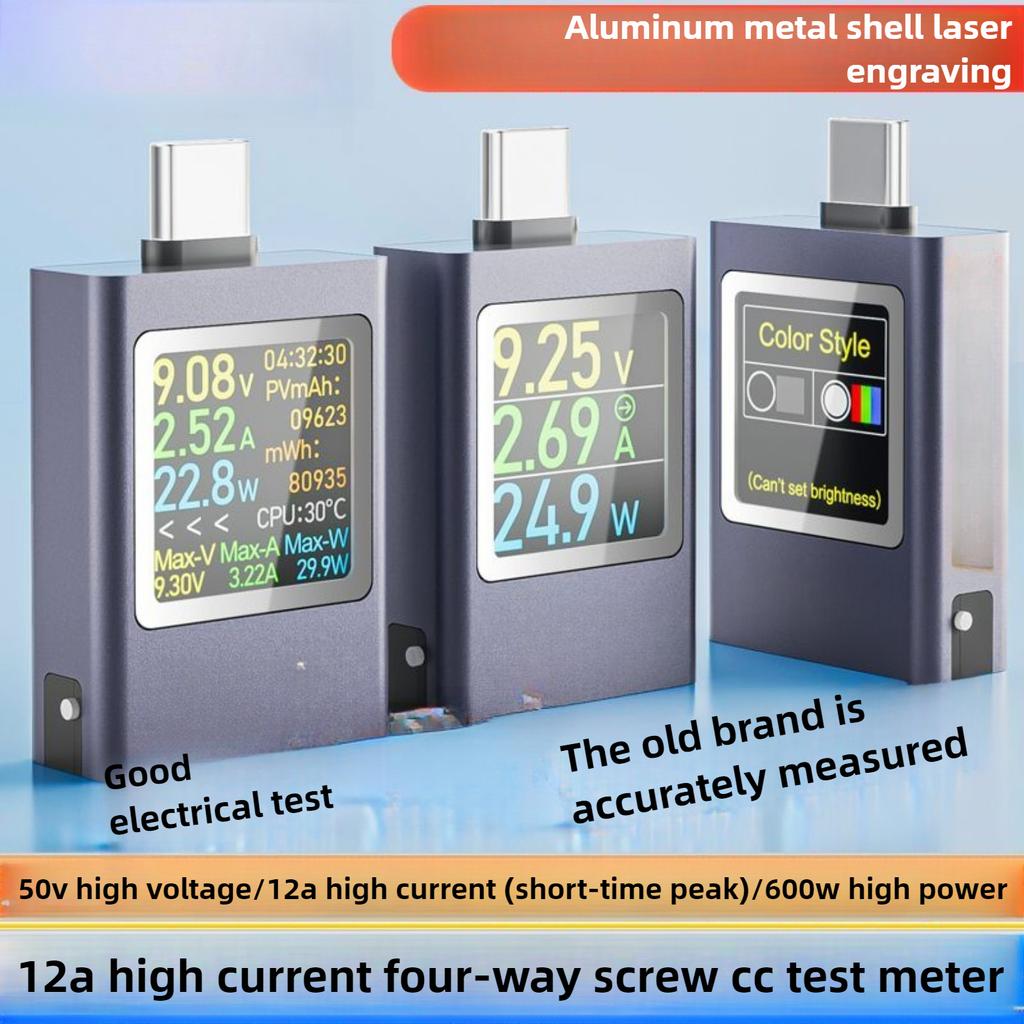 Type-C PD Fast Charger Tester, Multifunctional Cable Digital Current Voltage Meter Detector with LCD Display for USB Charging