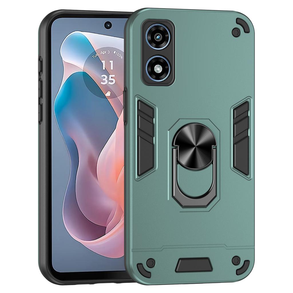 For Motorola Moto G Play (2024) 4G Case Dual Layer Hybrid PC+TPU Kickstand Phone Cover