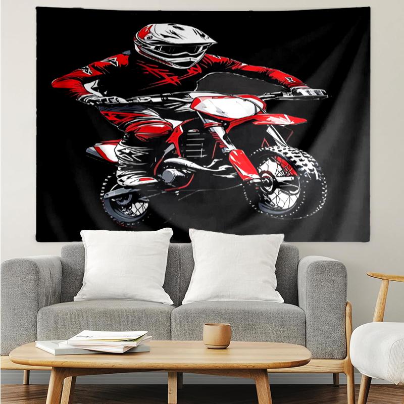 off-road-motorcycles Print Tapestry, Backdrop, Easy Setup, Ideal for Bedroom, Office & Living Room, with Aesthetic Wall Hanging Decor.