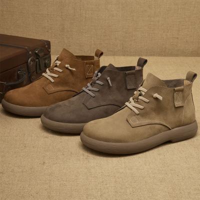 Men's Top Layer Cowhide Lightweight Sole Front Lace Up Leather Shoes Outdoor Casual Shoes Fashionable and Trendy Men's Soft Soled Leather Shoes