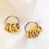 Trendy 18K Gold Stainless Steel Color Block Polished Round Hoop Earrings - Non-Fading, Versatile Jewelry