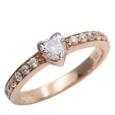 Used Ring EU#53.5 Silver925/Rhinestone 2.7g Pink Gold Heart