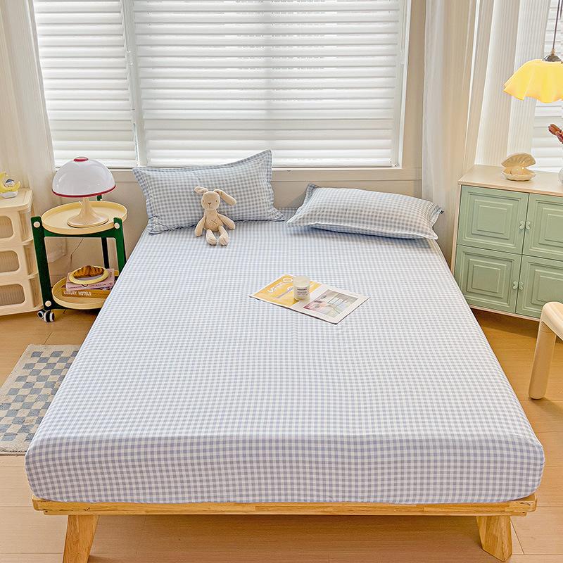 Four Seasons Skin-friendly Washed and Brushed Solid Color Pillowcase Protective Cover Double Fitted Sheet Taiwan Bed Bag