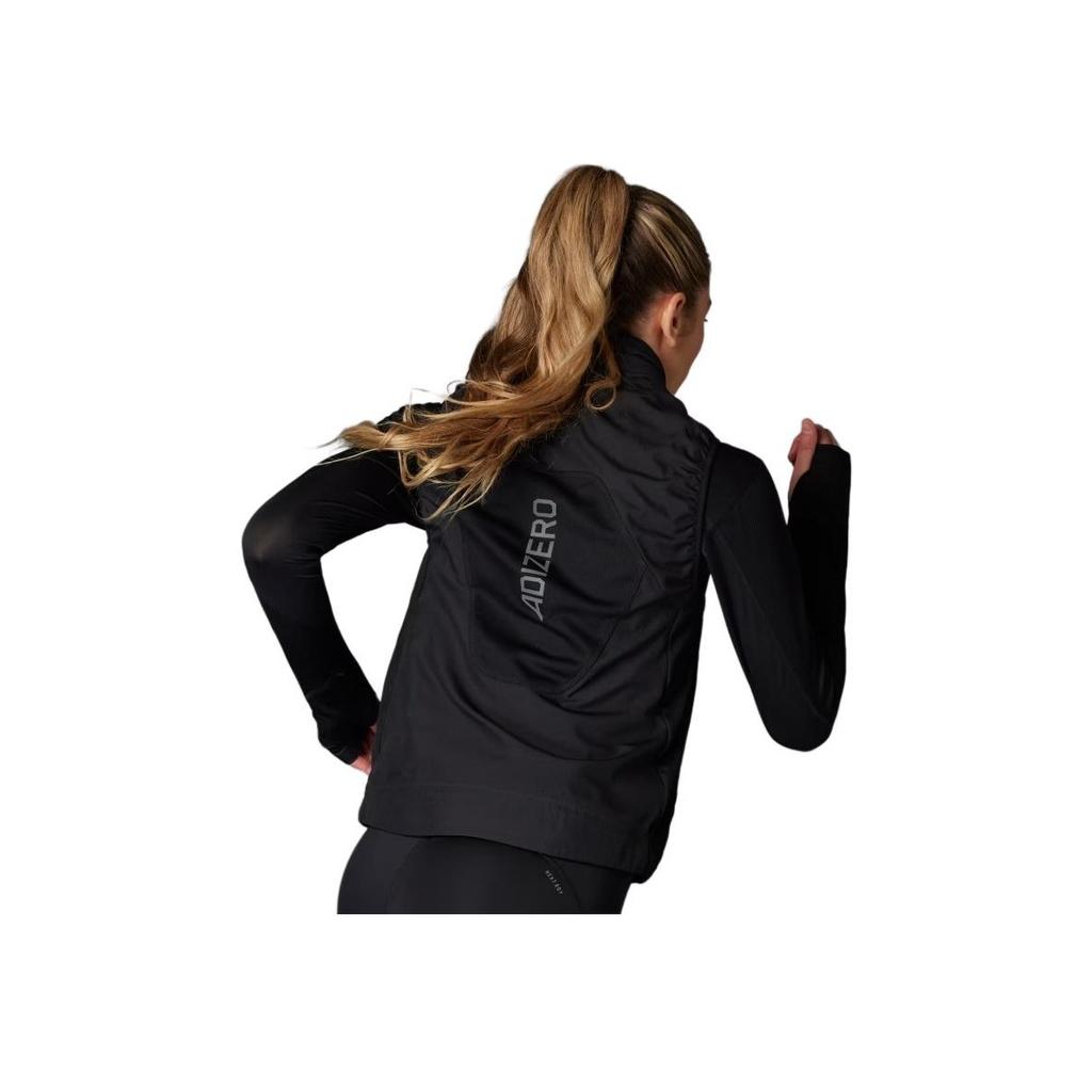 adidas Adizero Running Padded Vest Slim Fit Zip Collar Sleeveless Vest Women Vests Black IX2823