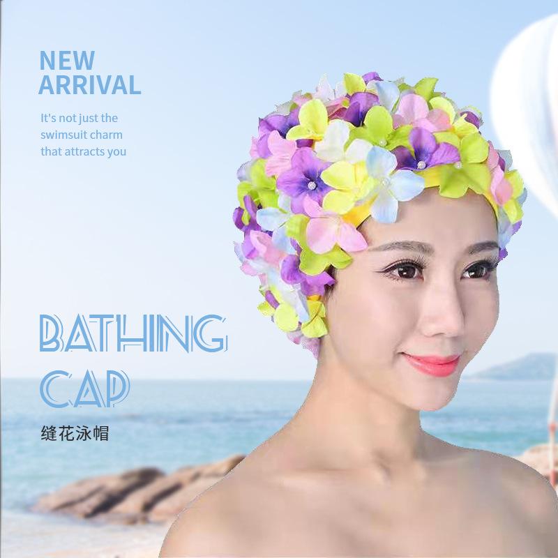 3D Flower Swimming Cap Breathable Water Sports Hat Soft Long Hair Swimming Bath Cap Ear Protection Comfortable Pool Accesories