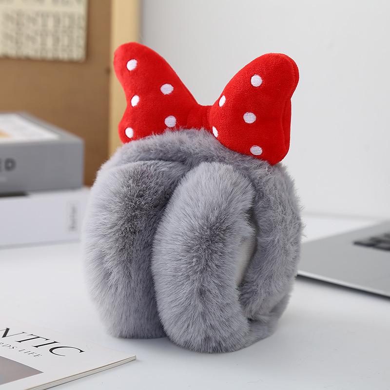 Foldable Plush Winter Earmuffs with Cute Bowknot - Thick, Warm, and Cold-Proof