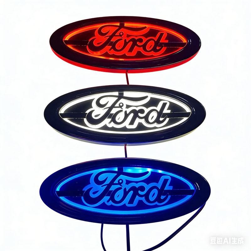 5D LED Auto Emblem Light For Ford Fiesta Mk6 Kuga Focus Mondeo Mustang Fusion Mk2 Mk3 Explorer 14.5X5.6cm Car Logo Badge Light