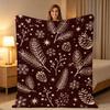 Elegant Winter Holiday Pine Foliage Print Throw Blanket Retro Snowflake Berry Star Pattern Soft Warm Sofa Bed Blanket All Season
