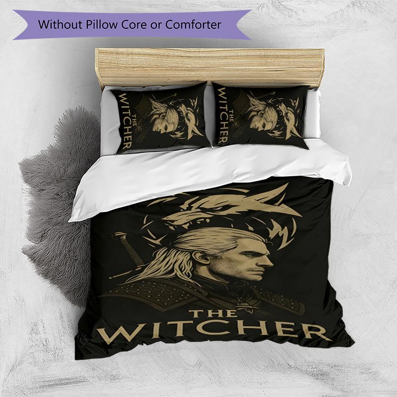 3pcs The Witcher Design Cover Set - HD Printed Bedding with 1 Cover and 2 Pillowcases - Perfect for Home and Dorm Decor