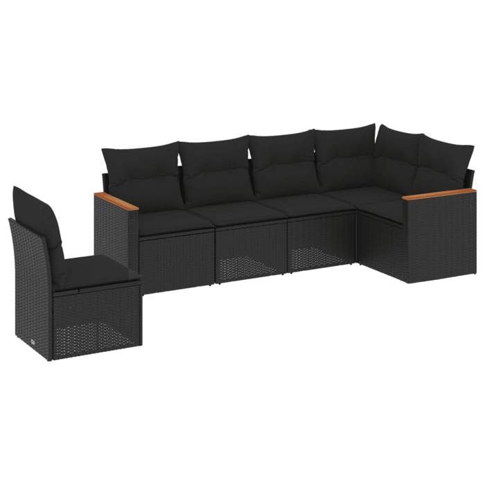 VidaXL Garden Lounge Set with Cushions 6 Pcs, Patio Sofas, Patio Furniture Set, Outdoor Furniture, Black 3258415