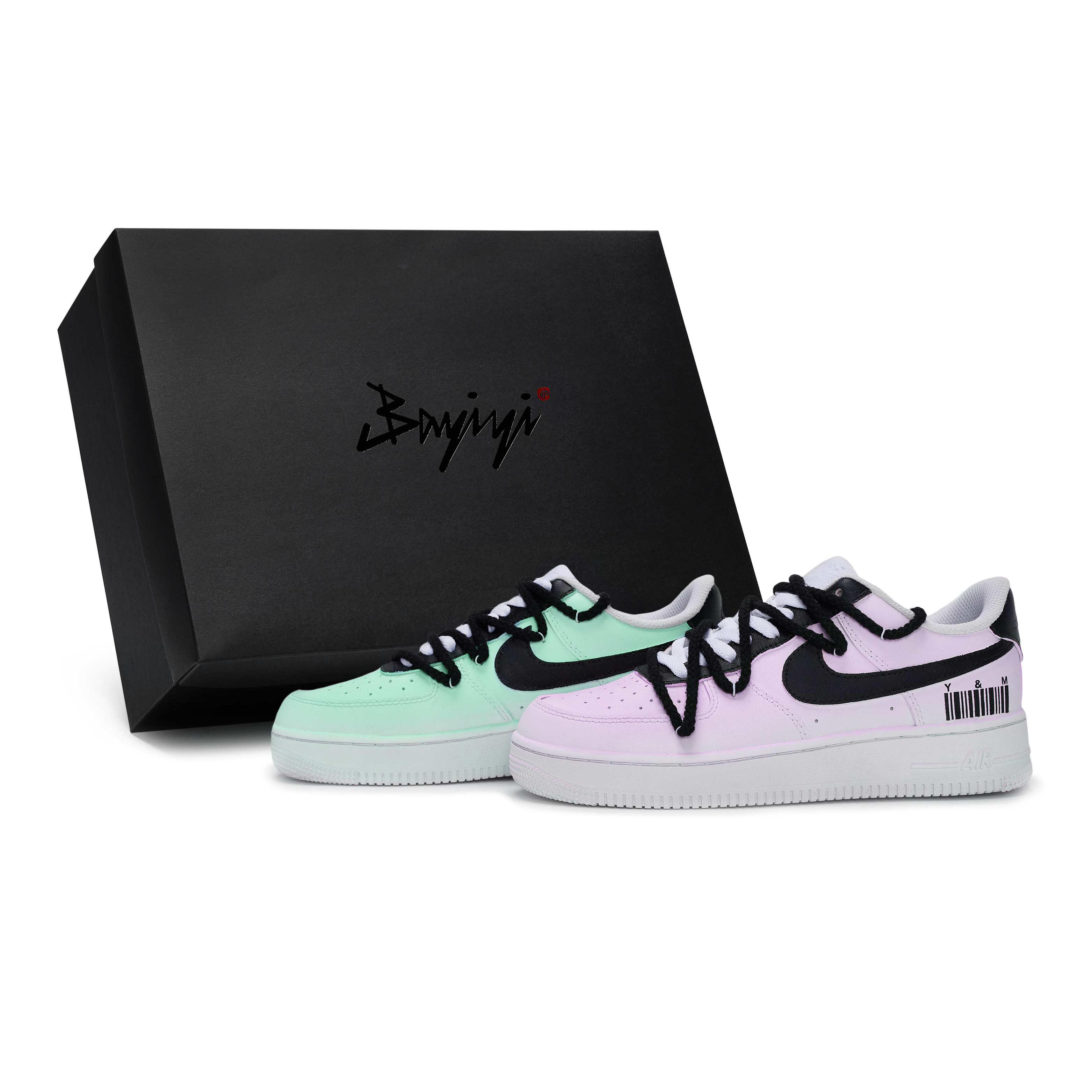 

Nike Air Force 1 Skateboard Shoes Unisex Low Top Black/White/Purple/Green CW2288-111(Team80-S-BOX) 38