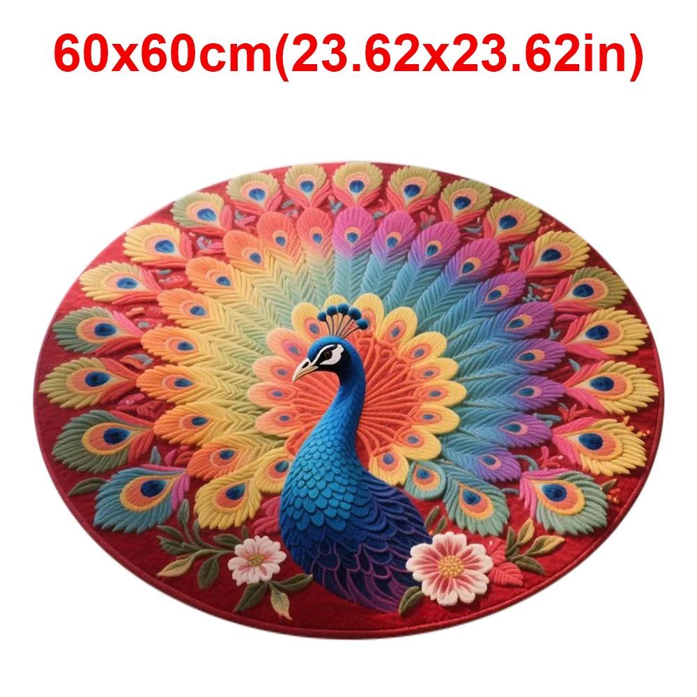 Special-shaped Peacock Carpet Soft Non-slip Peacock Mat 60x60cm/100x100cm Absorbent Bathroom Floor Mat