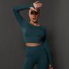 Seamless Tight Solid Color Pleated Sports Long Sleeved Top With High Elasticity, Breathability, Running, Fitness, Yoga Clothes For Women
