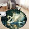 Luminescent Swan Design Round Carpet for Tranquil Spaces round carpet for home sofa bedroom, gift