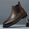 British and Korean Style Trendy Men's Casual High-top Leather Shoes Brock Riding Boots Chelsea Pointed Business Ankle Boots