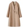 2025 Women's Mid-Length Wool Coat with Stand-Up Collar - Double-Faced Cashmere for Autumn/Winter