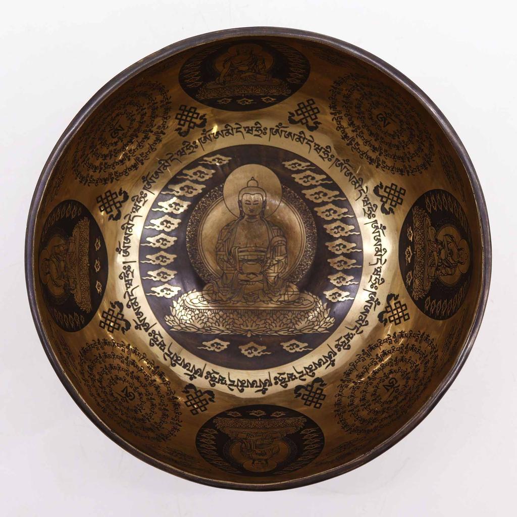 Tibetan Singing Bowl 21cm 5 Buddhas Engraved