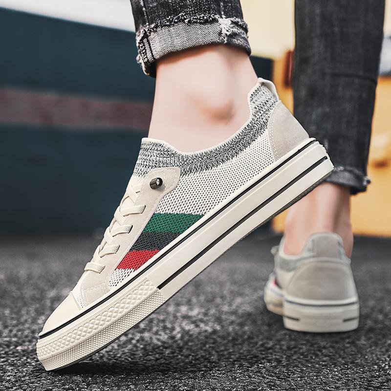 Flying Weave Fashion Men Casual Shoes Comfort Soft Mens Running Sneakers Lightweight Platform Loafers Slip On Male Walking Shoes
