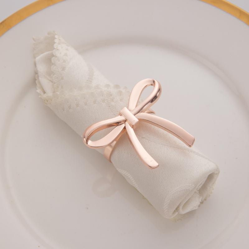 Non-deformable Bow Napkin Rings Reusable Romantic Napkin Holders for Daily Dining Formal Event Table Decor