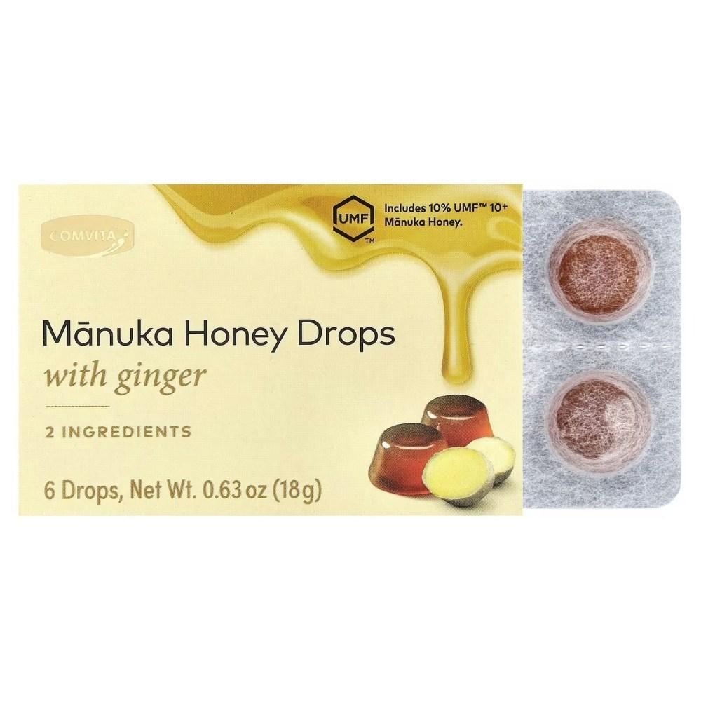 Comvita Manuka Honey Drops with Ginger 6 Pcs X 3 Boxes 0.63 Oz 18g