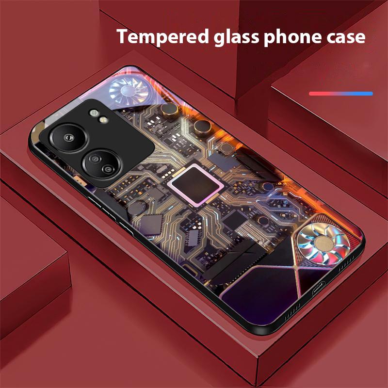 Elemento de Computador Para Xiaomi Redmi 13C Note13 12 Pro Plus 5G Note 9 13T Pro POCO X6 F5 F6 Capa de Telefone de Vidro Temperado Preto