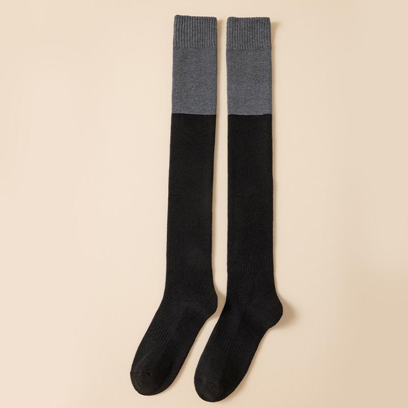 Wearable Women s Color Block Long Socks - Warm Over-the-Knee Micro-Pressure Socks for Autumn and Winter One Size
