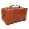 Makeup Storage Bag PU Leather Large Capacity Large Opening Design Multi Partition Waterproof Makeup Travel Bag Mocha