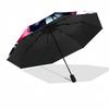 1pc Sturdy 8-Bone Auto Umbrella, Jack And Sally Nightmare Red Rose Floral Umbrella, Digital Printed, Foldable Umbrella for On-the-Go Outdoor Use