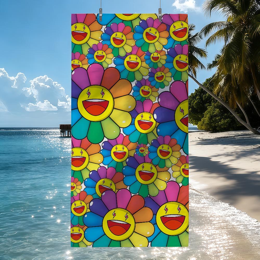 Art M-MurakamiES Flower T-Takashi Towel Quick Drying Beach Towels Are Suitable For Swimming Pools Camping Yoga And The Gym