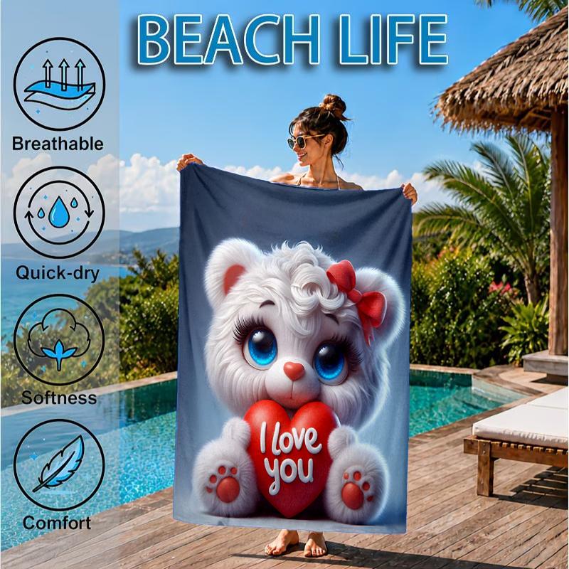 Teddy Bear Night Sky Beach Towel, Microfiber Beach Towel, Perfect For Pool, Beach, Travel, Home Decor Beach Party Fan Gifts