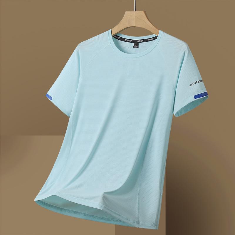 T-shirt Sportiva da Uomo a Maniche Corte Traspirante in Seta di Ghiaccio ad Asciugatura Rapida