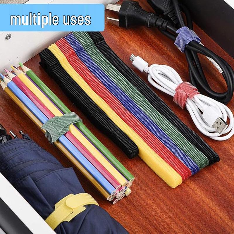 Nylon Cable Organizer: Self-Adhesive Strap for Power Cords with T-Shaped Hook and Loop Design