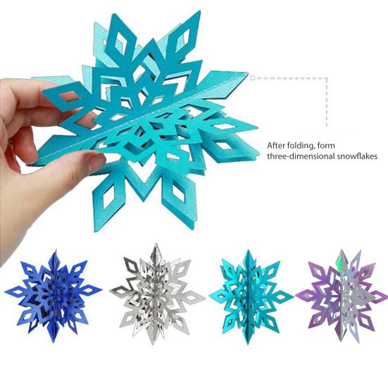 6Pcs Christmas Snowflake Ornaments 3D Large Iridescent Paper Snowflakes Hanging Decoration for Winter Wonderland Christmas Party Holiday New Year Home