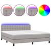 Exclusive House - LED Bed Slatted Base Mattress Light Gray 160x200 Cm Fabric