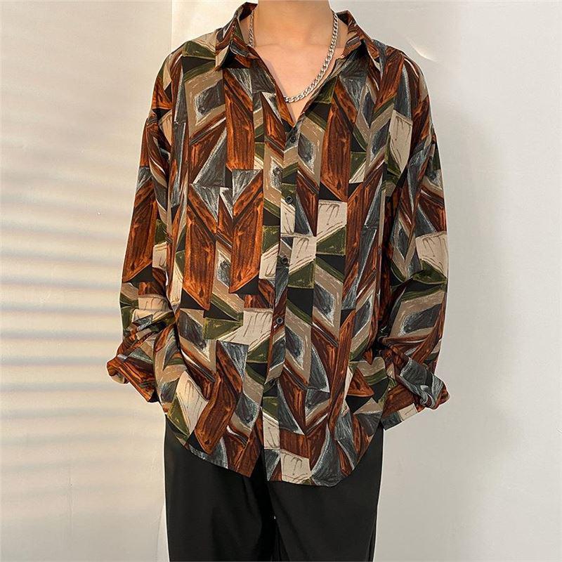 Heren bloemenoverhemd - Japanse en Koreaanse stijl, lente/herfst, trendy retro Hong Kong-stijl, casual all-match jas