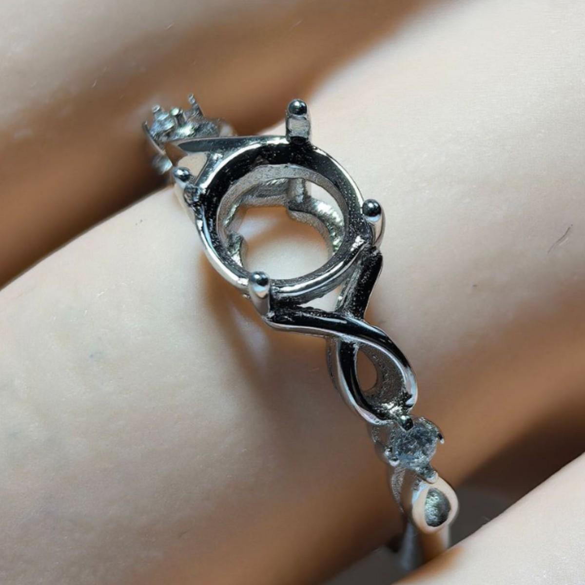 Кольцо Мебиус из стерлингового серебра S925 с муассанитом, 1 карат, дизайн с круглым дном, 6.2 мм Adjustable