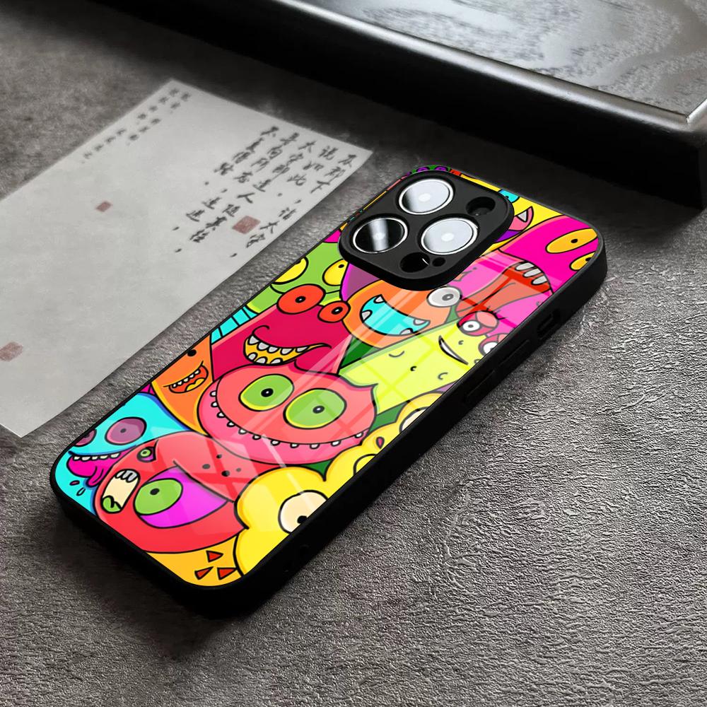 Monster Party Phone Case For IPhone 17 Pro Max 14 Pro 15 12 11 13 Mini X XR XS 16 Plus SE Glass Cover