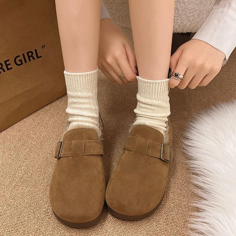 Fleece all-inclusive retro Birkenstocks winter new cotton shoes fluffy shoes thickened warm snow boots