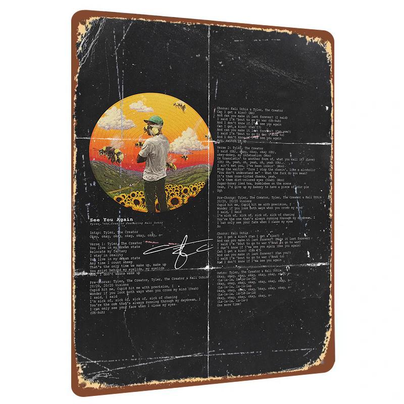 

Tyler The Creator See You Again Lyrics Metal Poster Custom Album Cover Art Decor for Music Fans 20x30cm（7.8x11.8inch）