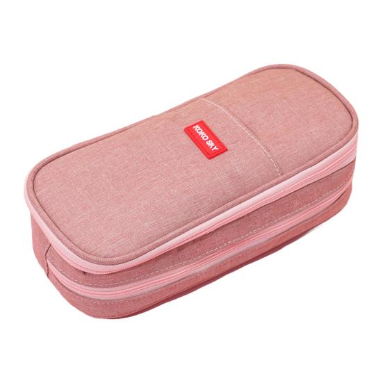 Double Layer Canvas Pencil Case Large Capacity Pencil Bag Waterproof Canvas Pen Pouch Travel Toiletry