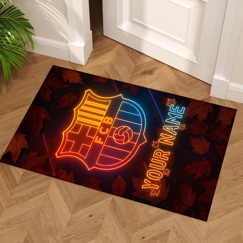 Barcelona Club Personalized Text Floor Mat Suitable for Study Room Bedrooms Hallway Living Rooms Anti-slip Rug Anime Office Decor Best for Christmas