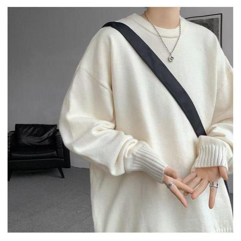 Men S Loose Vintage Knit Sweater Winter Casual Pullover