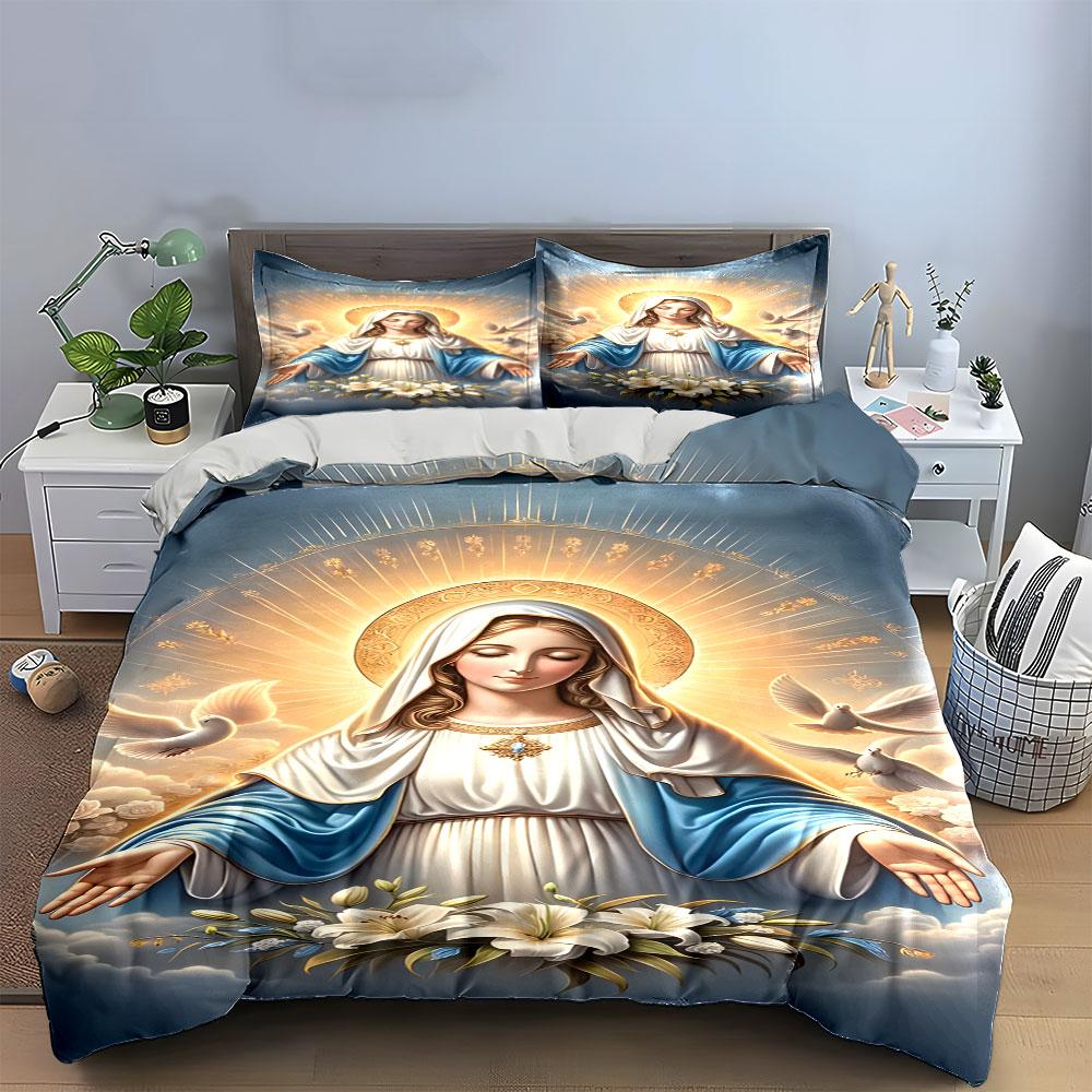 Halo, doves, lilies, robe. Bedding sets Duvet cover sets Duvet covers Pillowcases(1 * Duvet Cover 2 * Pillowcases without duvet insert)