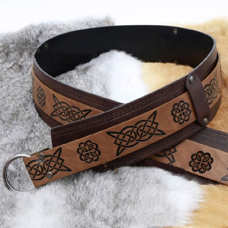 Men Wristband Brown Belt Embossed Belt for Cosplay Parties, Industrial Age