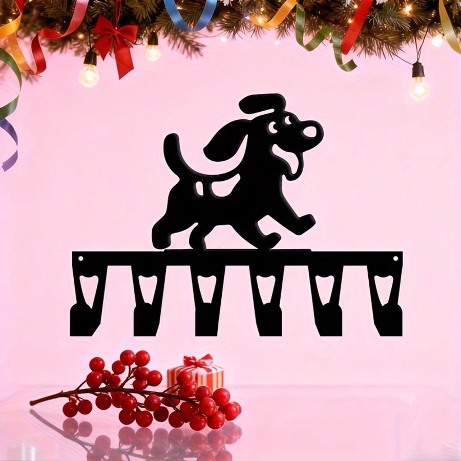 Retro Dog Pacifier Hook with Glasses Metal Wall Decor 6 Hooks Handmade Iron Art