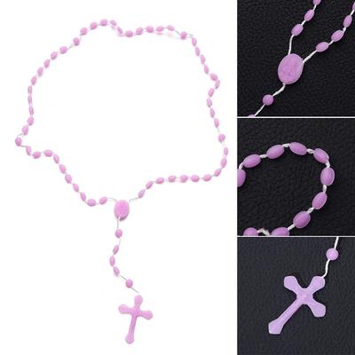 Glowing Plastic Jewelry Cross Luminous Religious Necklace